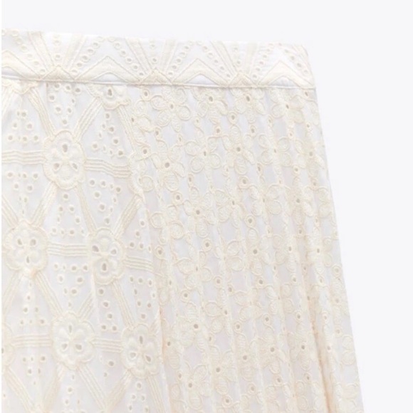 NWT Zara Cream Eyelet Embroidered Maxi Skirt XS - Picture 4 of 16